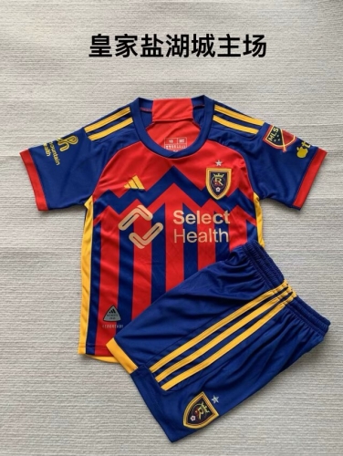 Kids 2024/25 Real Salt Lake Home Red & Blue Kids/Youth Soccer Uniform-208