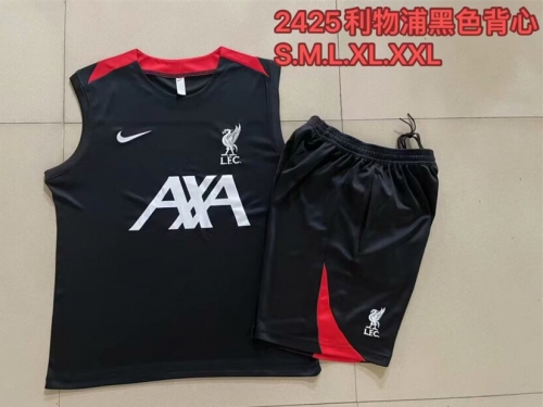 2023/24 Liverpool Black Shorts-Sleeve Soccer Tracksuit Uniform-815
