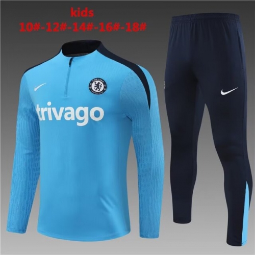 Player Version 2024/25 Chelsea Light Blue Kids/Youth Thailand Soccer Tracksuit Uniform-801