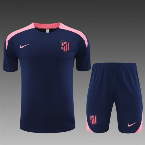 2024-25 Atletico Madrid Royal Blue Shorts-sleeve Thailand Soccer Tracksuit Uniform-801