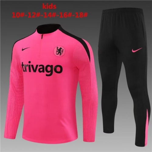 Player Version 2024/25 Chelsea Pink Kids/Youth Thailand Soccer Tracksuit Uniform-801