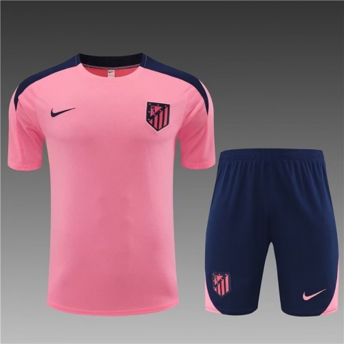 2024-25 Atletico Madrid Pink Shorts-sleeve Thailand Soccer Tracksuit Uniform-801