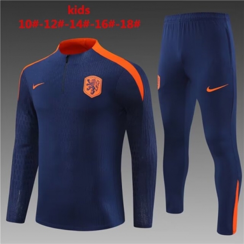 Player Version 2024/25 Netherlands Royal Blue Kids/Youth Soccer Tracksuit-801