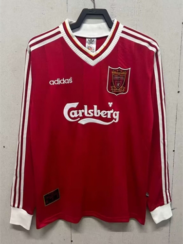 1995-96 Retro Version Liverpool Home Red LS Thailand Soccer Jersey AAA-811