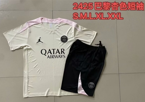 2024/25 Paris SG Apricot Shorts-Sleeve Thailand Soccer Uniform-815
