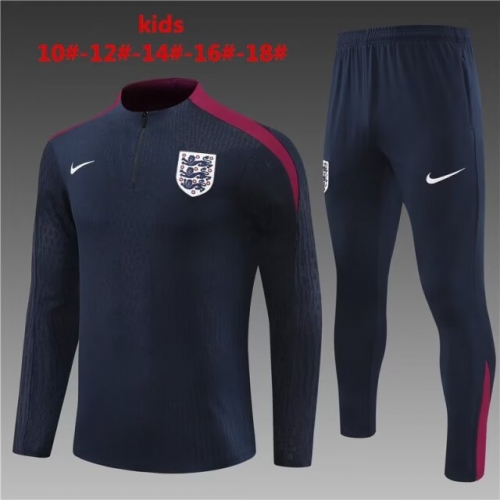 Player Version 2024/25 England Royal Blue Kids/Youth Soccer Tracksuit Uniform-801