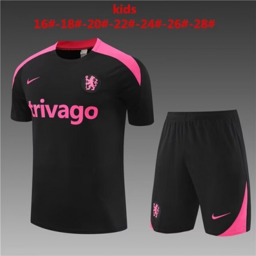 2024/25 Chelsea Black Kids/Youth Thailand Soccer Tracksuit Uniform-801