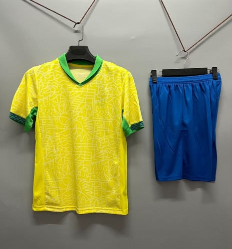 Customize 2024/25 Brazil Home Yellow Soccer Uniform-DN