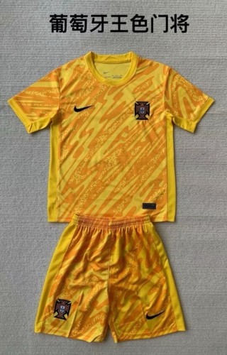 Kids 2024/25 Correct Version Portugal Goalkepeer Yellow Youth/Kids Soccer Uniform-208