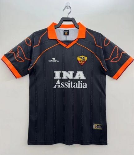 99-00 Retro Version AS Roma Away Black Thailand Soccer Jersey AAA-811