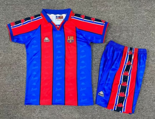 96-97 Retro Version Barcelona Home Blue & Red Kids/Youth Soccer Uniform-1040/311