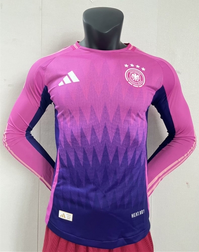 Player Version 2024/25 Germany Away Pink & Blue LS Thailand Soccer Jersey AAA-16