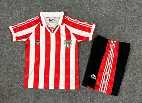 Kids 1995/97 Athletic Bilbao Home Royal Red & White Kids/Youth Soccer Uniform-1040