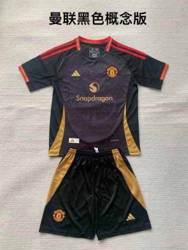 2024/25 Gainian Version Manchester United Gray & Black Soccer Uniform-208