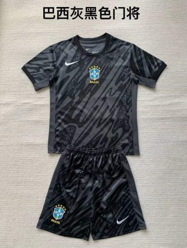 2024/25 Correct Version Brazil Goalkeeper Black Soccer Uniform-208