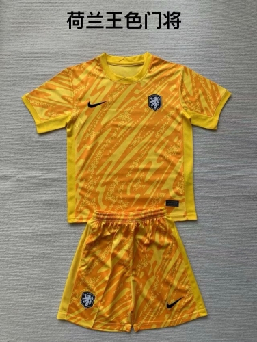 Kids 2024/25 Correct Version Netherlands Goalkepeer Yellow Kids/Youth Soccer Uniform-208