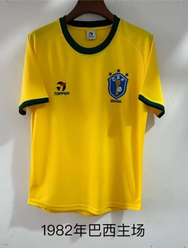 1982 Retro Version Brazil Yellow Soccer Thailand Jersey AAA-709