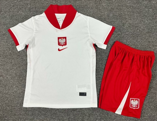 Kids 2024/25 Poland Home White Kids/Youth Soccer Uniform-123/516/1040