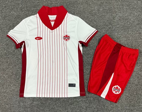 Kids 2024/25 Canada Away White Kids/Youth Thailand Soccer Uniform-1040/522/507