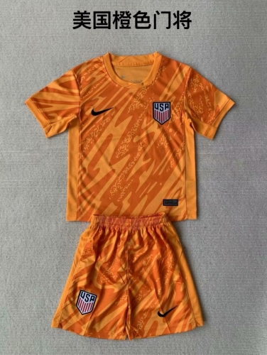 Kids 2024/25 USA Goalkeeper Orange Kids/Youth Soccer Uniform-208