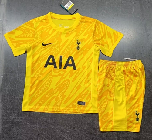 Kids 2024/25 Correct Version Tottenham Hotspur Goalkepeer Yellow Youth/Kids Soccer Uniform-208/123/522