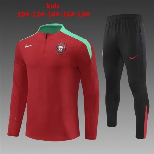 Player Version 2024/25 Portugal Red Youth/Kids Thailand Soccer Tracksuit Uniform-801