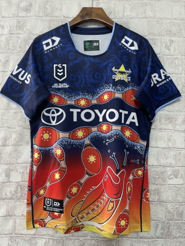 2024 Season Aboriginal Version Cowboys Blue & Red Thailand Rugby Shirts-805