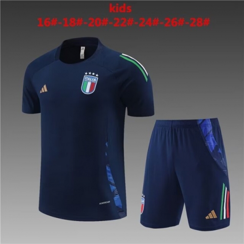 2024/25 Italy Royal Blue Shorts-Sleeve Kids/Youth Tracksuit Unifom-801