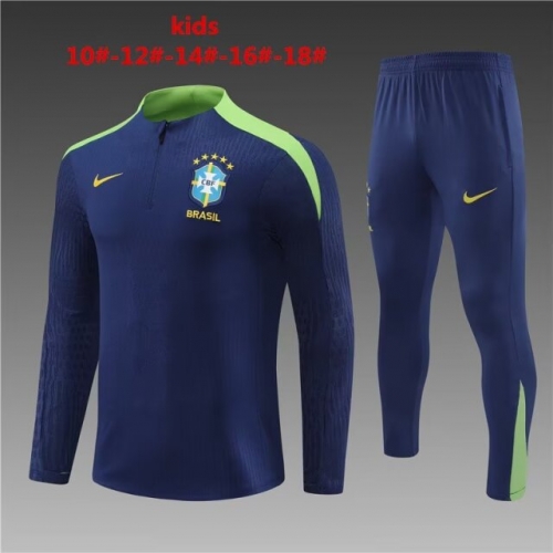 Player Version 2024/25 Brazil Royal Blue Kids/Youth Trackusit Uniform-801