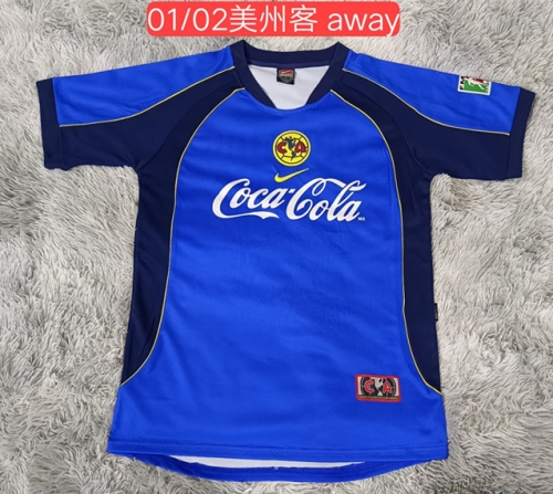 01-02 Retro Version Club América Away Blue Thailand Soccer Jersey AAA-999