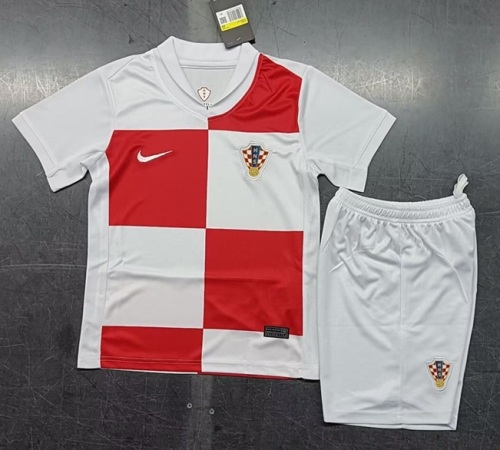 2024-25 Croatia Home Red & White Kids/Youth Soccer Uniform-123/SKE/507