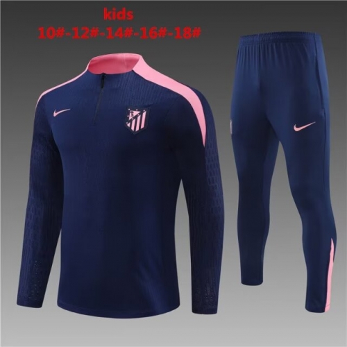 Player Version 2024/25 Atletico Madrid Royal Blue Kids/Youth Soccer Tracksuit Uniform-801