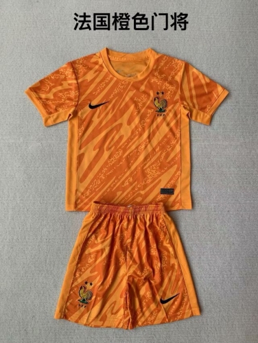 Kids 2024/25 France Goalkeeper Orange Kids/Youth Soccer Uniform-208