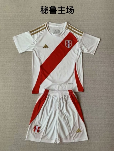 Kids 2024/25 Peru Home White Kids/Youth Soccer Uniform-208/123