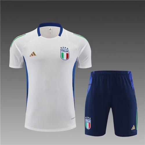 2024/25 Italy White Shorts-Sleeve Thailand Soccer Uniform-801