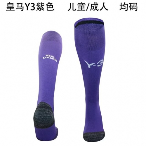 Kids/Adult 2024/25 Real Madrid Y3 Purple Thailand Soccer Socks