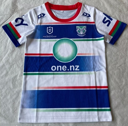 Kids Version 2024 Warriors White & Blue Thailand Rugby Shirts-805