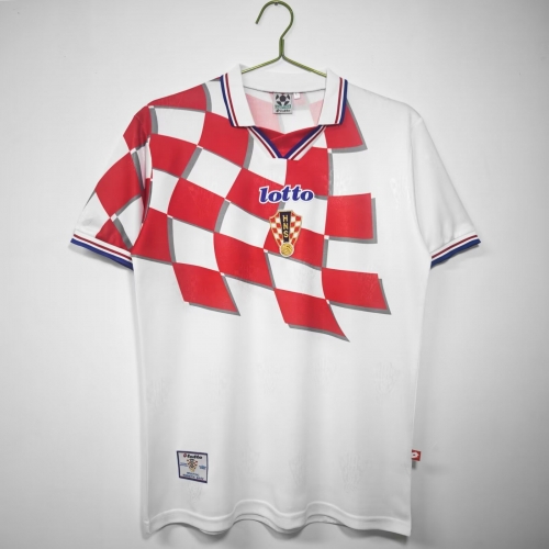 98 Retro Version Croatia Home White & Red  Thailand Soccer Jersey AAA-710/410/311