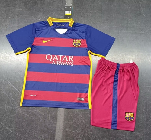 15-16 Retro Version Barcelona Home Blue & Red Kids/Youth Soccer Uniform-123/1040