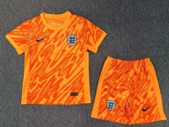 Kids 2024/25 England Goalkeeeper 0range Kids/Youth Soccer Uniform-208/BLY/507