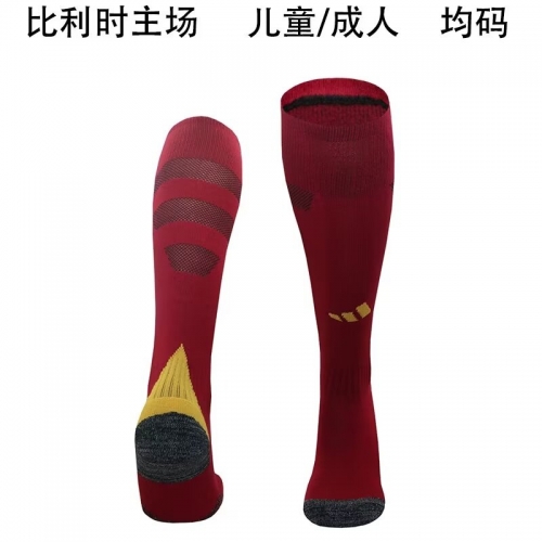 2024/25 Belgium Home Red Youth/Adult Thailand Soccer Socks