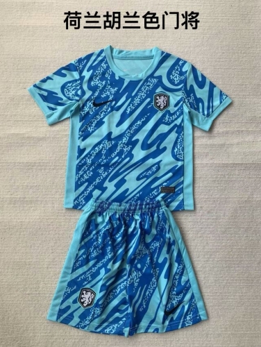 2024/25 Netherlands Goalkepeer Blue Soccer Uniform-208