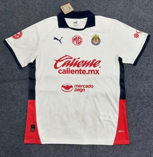 2024/25 Deportivo Guadalajara Away White & Red Thailand Soccer Jersey AAA-912/07