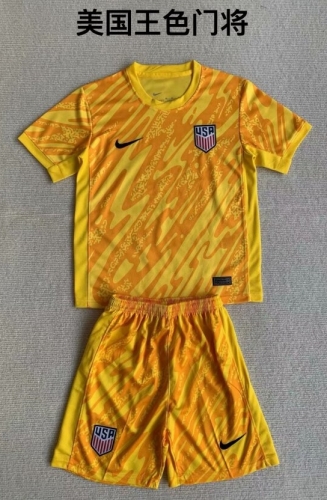 Kids 2024/25 USA Goalkeeper Yellow Kids/Youth Soccer Uniform-208