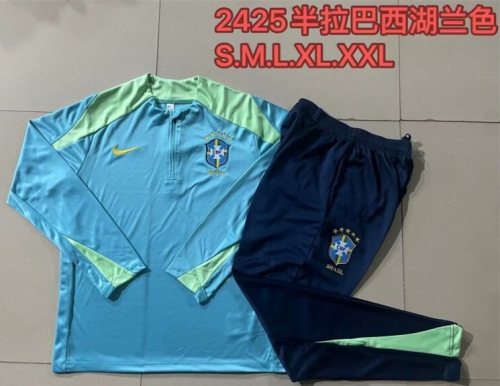 2024/25 Brazil Blue Thailand Soccer Tracksuit Uniform-815