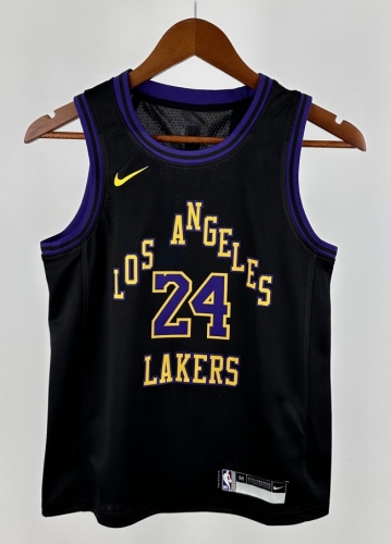 Kids 2024 City Season Los Angeles Lakers Black #24 Youth/Kids NBA Uniform-311