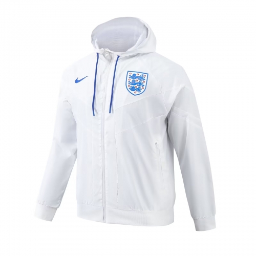 2024-25 England White Soccer Windbreaker Hoodies Top-703