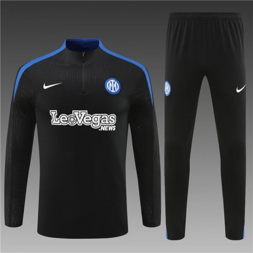Player Version 2024/25 Inter Milan Black Thailand Soccer Tracksuit Uniform-801