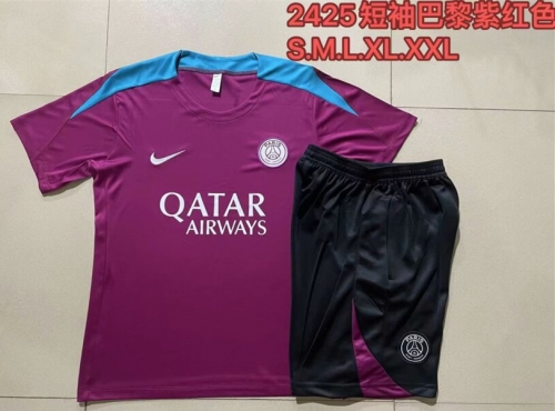 2024/25 Paris SG Purple Red Shorts-Sleeve Thailand Soccer Uniform-815