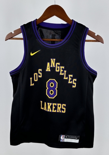 Kids 2024 City Season Los Angeles Lakers Black #8 Youth/Kids NBA Uniform-311